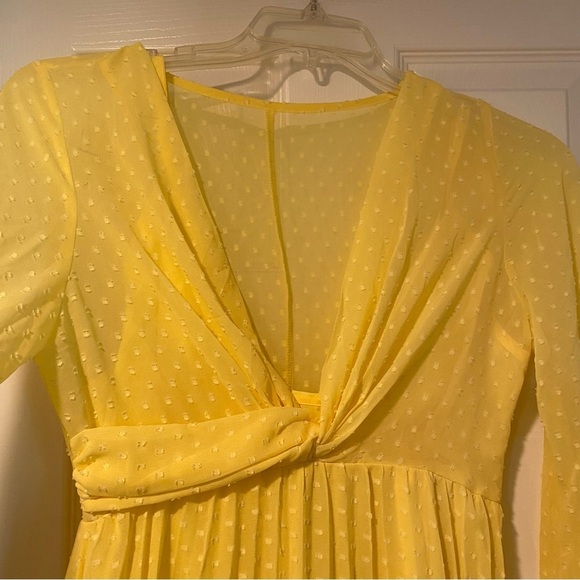 ASOS Women’s Yellow Textured Twist Front Pleated NEW Elegant Midi Dress size 6 - Picture 5 of 13